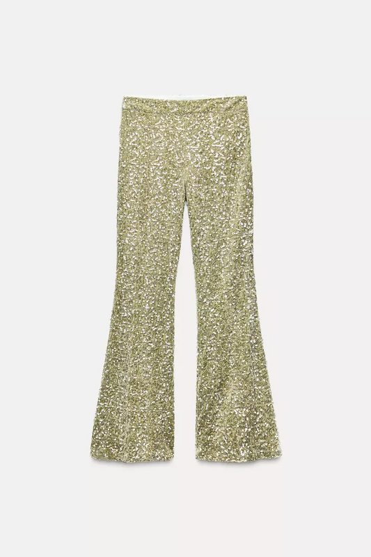 PANTALON FLARE À PAILLETTES