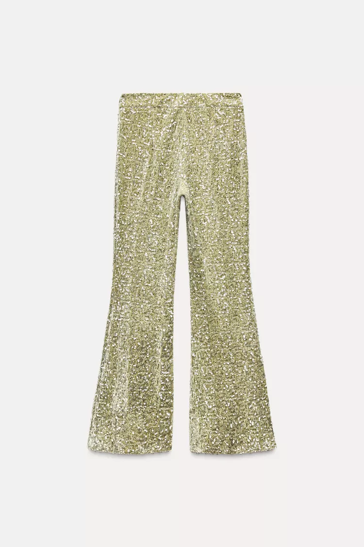 PANTALON FLARE À PAILLETTES